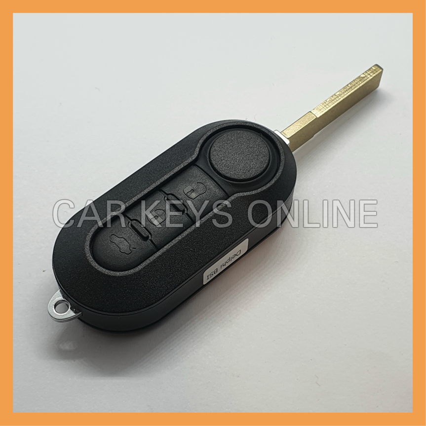 Silicone Rubber Flip Key Cover For FIAT 500 Folding Car Key - 3 Button, Black Protective Skin